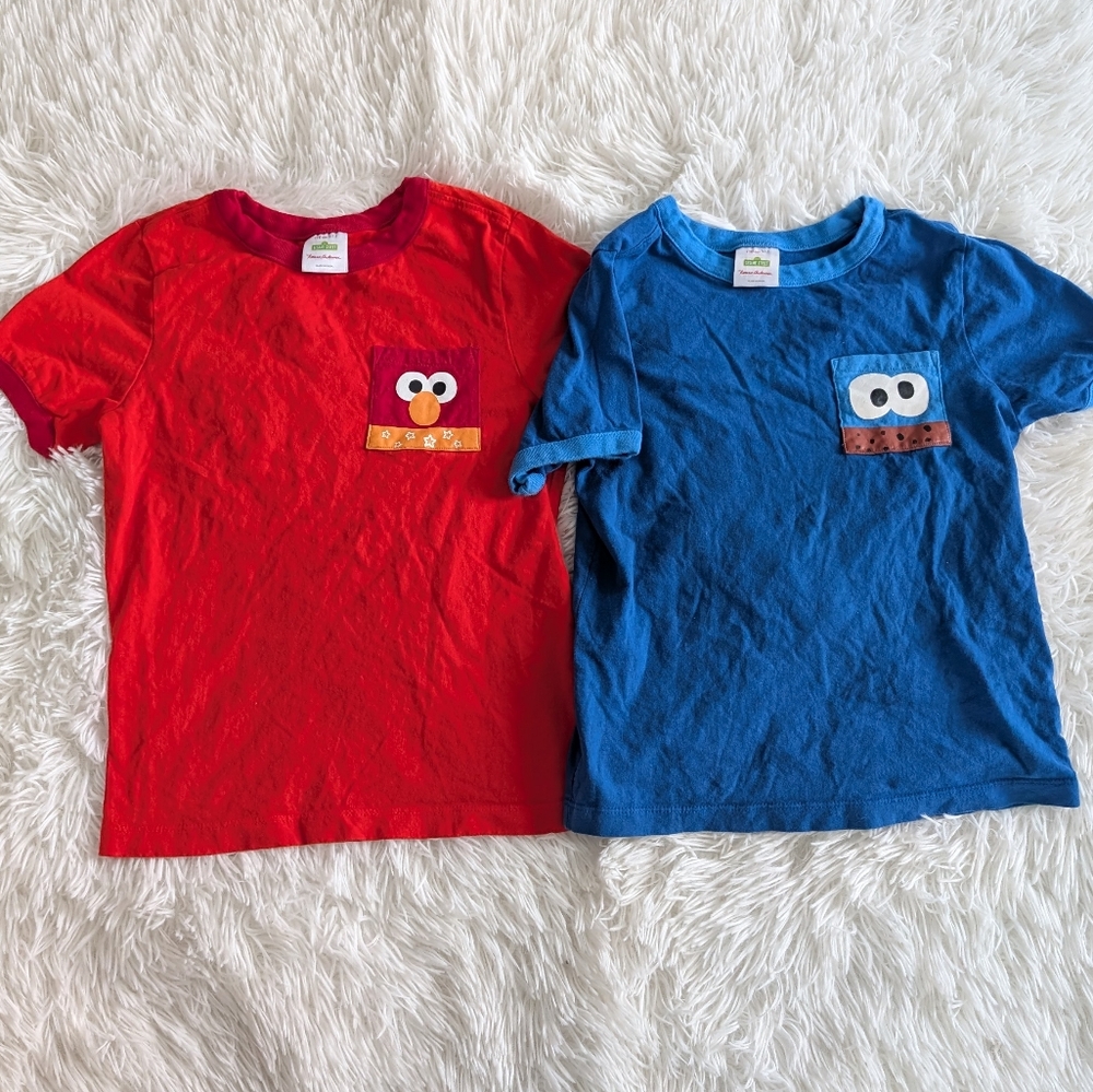 Hanna Andersson Red & Blue Sesame Street Pocket Tees - Short Sleeve